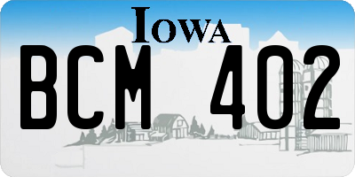 IA license plate BCM402