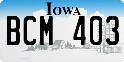 IA license plate BCM403
