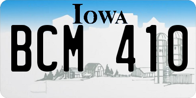 IA license plate BCM410