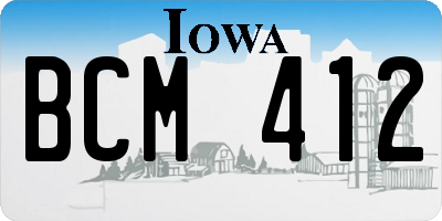 IA license plate BCM412