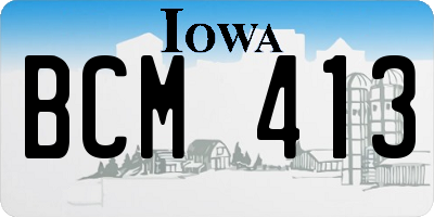 IA license plate BCM413