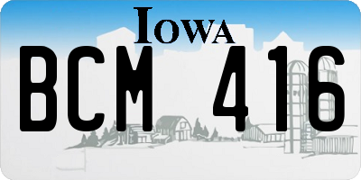 IA license plate BCM416