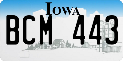 IA license plate BCM443