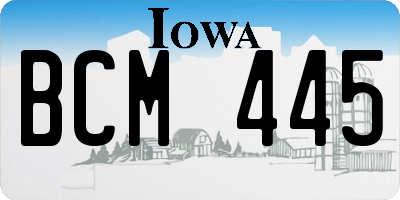 IA license plate BCM445