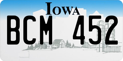 IA license plate BCM452