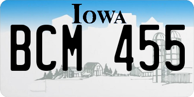 IA license plate BCM455
