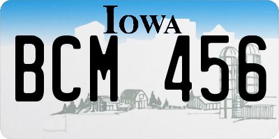 IA license plate BCM456