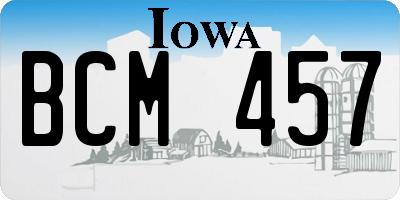 IA license plate BCM457
