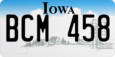IA license plate BCM458