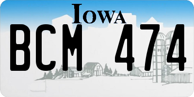 IA license plate BCM474