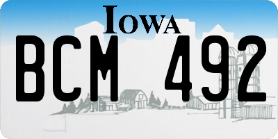 IA license plate BCM492