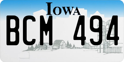 IA license plate BCM494
