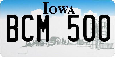IA license plate BCM500