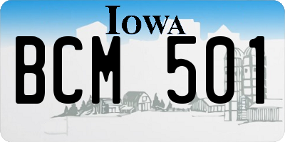 IA license plate BCM501