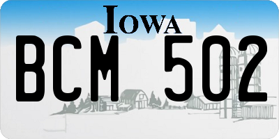 IA license plate BCM502