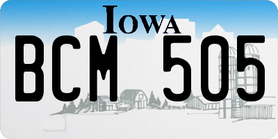 IA license plate BCM505