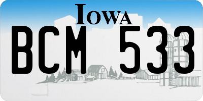 IA license plate BCM533
