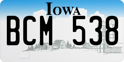 IA license plate BCM538