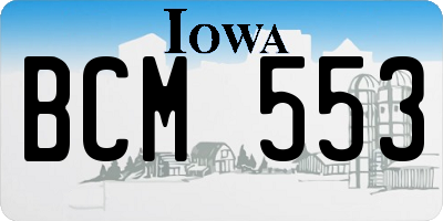 IA license plate BCM553