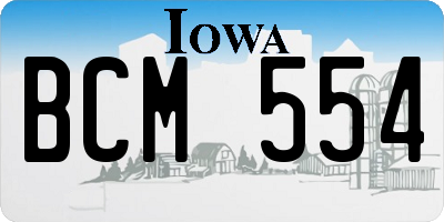 IA license plate BCM554