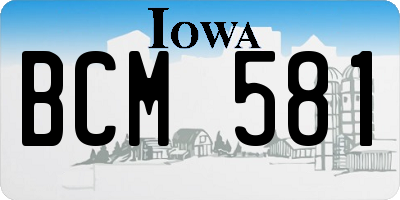 IA license plate BCM581