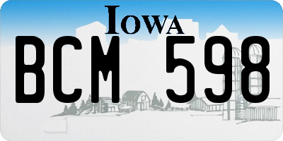 IA license plate BCM598