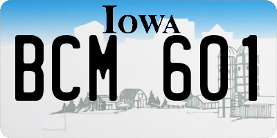 IA license plate BCM601