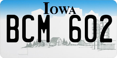 IA license plate BCM602