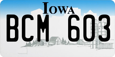 IA license plate BCM603