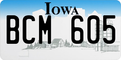IA license plate BCM605