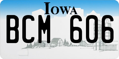 IA license plate BCM606