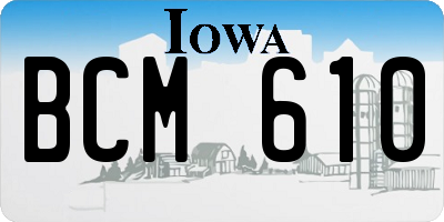 IA license plate BCM610