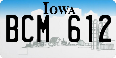 IA license plate BCM612