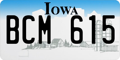 IA license plate BCM615