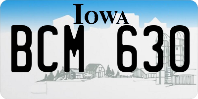 IA license plate BCM630