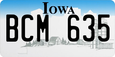 IA license plate BCM635