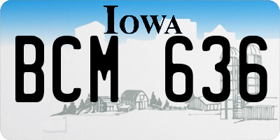 IA license plate BCM636