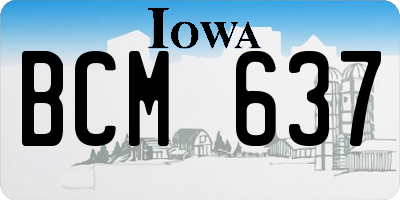 IA license plate BCM637