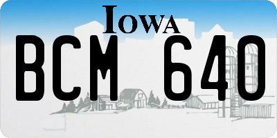 IA license plate BCM640