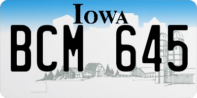 IA license plate BCM645