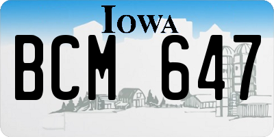 IA license plate BCM647