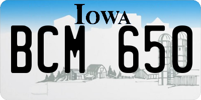 IA license plate BCM650
