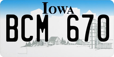 IA license plate BCM670