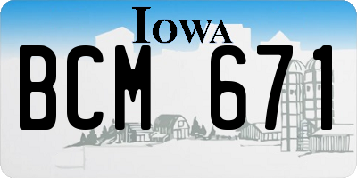 IA license plate BCM671