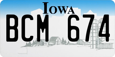 IA license plate BCM674
