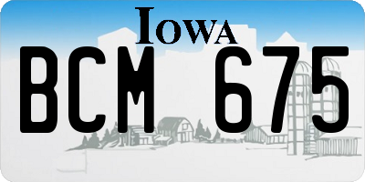 IA license plate BCM675