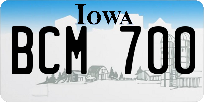 IA license plate BCM700