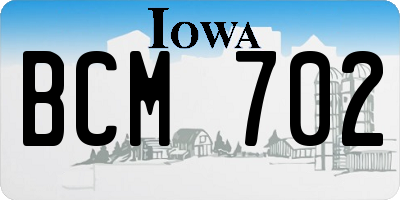 IA license plate BCM702