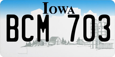 IA license plate BCM703