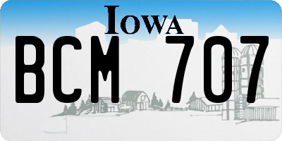 IA license plate BCM707
